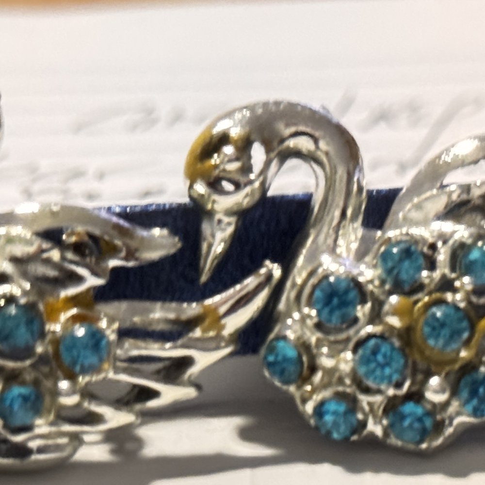 Elegant Silver and Blue Swan Jewelry